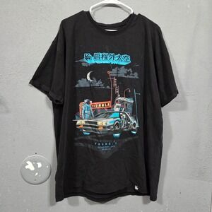 YOUNGLA Black Graphic T Shirt Mens X Large Astronaut Car Sci Fi Cyberpunk